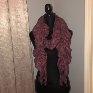 Grey/Red Houndstooth Plaid Big Budda Scarf